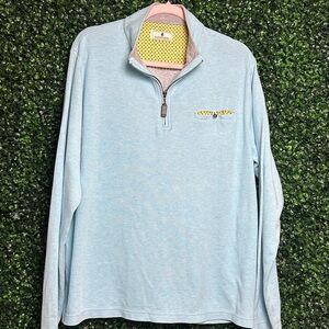Southern Pines Sweater Washed Fleece 1/4 Zip Pullover Light Blue